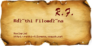Réthi Filoména névjegykártya